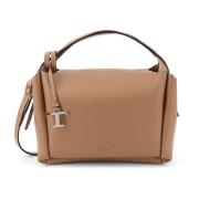 Gegraveerde Logo Leren Handtas Tod's , Beige , Dames