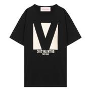 Korte mouwen ronde hals T-shirt Valentino Garavani , Black , Dames