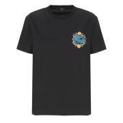 Zwart Katoenen T-shirt met Geborduurd Logo Etro , Black , Dames