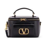 Leren schoudertas met VLogo handtekening Valentino Garavani , Black , ...