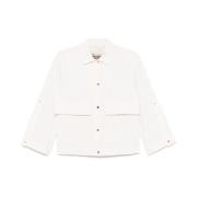 Witte Front Press-Stud Buitenkleding Herno , White , Dames