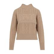 Gevlochten Logo Pullover Sweater Max Mara , Brown , Dames