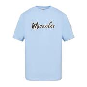 T-shirt met logo Moncler , Blue , Heren