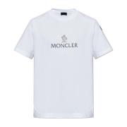 T-shirt met logo Moncler , White , Heren