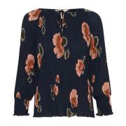 Geplooide blouse met bloemenprint Part Two , Blue , Dames