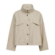 Pinstripe Jas met Grote Borstzakken Co'Couture , Beige , Dames