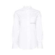 Witte Poplin Shirt met Monili Ketting Brunello Cucinelli , White , Dam...