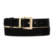 Zwart en goud dubbelzijdige leren riem Kazar , Black , Dames