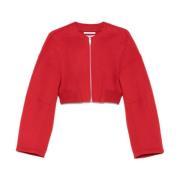 Rode Drop Shoulder Crop Jas Sportmax , Red , Dames