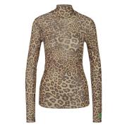 Mesh Longsleeve met Turtle Neck Marc Cain , Brown , Dames