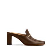 Bruin Leren Logo Hak Instap Schoenen Tod's , Brown , Dames