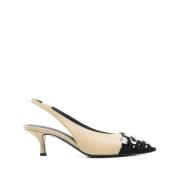 Stud Versierde Beige Slingback Hakken The Attico , Beige , Dames