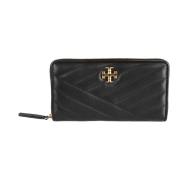 Zwarte Leren Chevron Portemonnee Tory Burch , Black , Dames