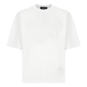 Wit Katoenen T-shirt met Logo Dsquared2 , White , Heren