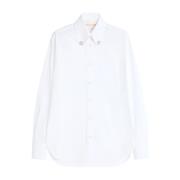 Witte Katoenen Knoop-Down Shirt Valentino , White , Dames