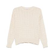 Beige Crew Neck Sweater met Lange Mouwen Brunello Cucinelli , Beige , ...