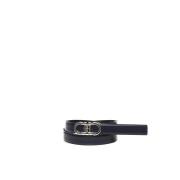 Blauwe Gancini Gesp Leren Riem Salvatore Ferragamo , Black , Heren