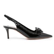 Zwarte leren pump met strikdetail Valentino , Black , Dames