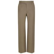 Beige Wol Straight-Leg Broek Dolce & Gabbana , Brown , Heren