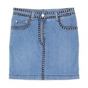 Couture Denim Rok Kristalversiering Moschino , Blue , Dames