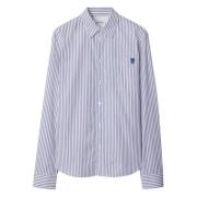 Blauwe Button-Up Shirt met B Shield Burberry , Blue , Heren