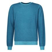 Blauwe Crew Neck Sweater met Logo Sun68 , Blue , Heren