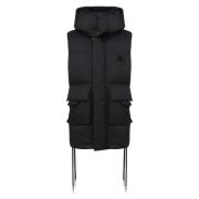 Zwarte gewatteerde vest met logo Moncler , Black , Dames