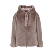 Duifgrijs Nep Bont Hoodie Jas Herno , Gray , Dames