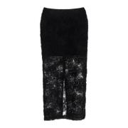 Bloemen Mesh Pencil Rok Rotate Birger Christensen , Black , Dames