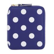 Blauwe leren portemonnee met polka dots en rits Comme des Garçons , Bl...