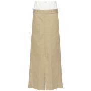 Beige Katoenmix Voorknoop Rok Maison Margiela , Beige , Dames