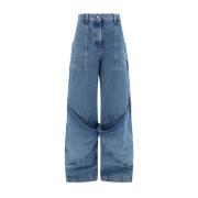 Cargo Pocket Oversize Paneled Jeans The Attico , Blue , Dames