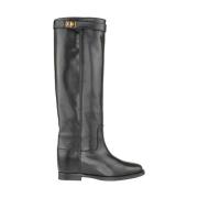 Zwarte Leren Sleehaklaarzen Via Roma 15 , Black , Dames