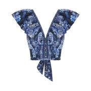 Blauwe Frill Top Middernacht Elegantie Camilla , Blue , Dames