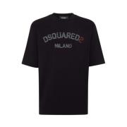 Zwart Katoenen Jersey Oversized T-shirt Dsquared2 , Black , Heren