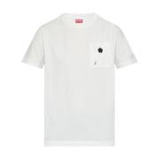 Wit Crew Neck Borstzak T-shirt Kenzo , White , Dames