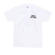 Witte Korte Mouw Crew T-Shirt Obey , White , Heren