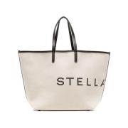 Logo-Print Shopper Tas in Ecru Stella McCartney , Beige , Dames