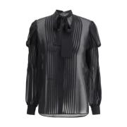 Zijden Georgette V-hals Shirt Tom Ford , Black , Dames