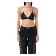 Zwarte Gehaakte Top met Kristallen Golden Goose , Black , Dames