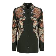 Groene Zijden Multicolor Shirt Etro , Green , Dames