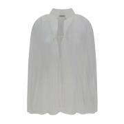 Zijden V-hals Tuniek Shirt met Plooien Salvatore Ferragamo , White , D...