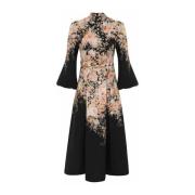 Zwart Rococo Bloemen Knoop Midi Jurk Zimmermann , Multicolor , Dames