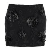 Bloemen Mesh Mini Rok Rotate Birger Christensen , Black , Dames