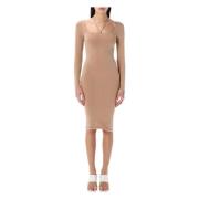 Elegante Jersey Midi Jurk Nude Andrea Adamo , Beige , Dames