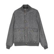 Grijze Geruite Bomberjack Brunello Cucinelli , Gray , Heren