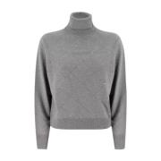 Turtleneck Jumper met Geometrische Steekdetails Peserico , Gray , Dame...