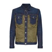 Tweekleurig contraststiksel overhemdjas Dsquared2 , Blue , Heren