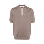 Zijde-katoen Polo Shirt, Fijn Gebreid Kiton , Brown , Heren