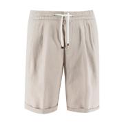 Linnen trekkoord Bermuda shorts Brunello Cucinelli , Beige , Heren